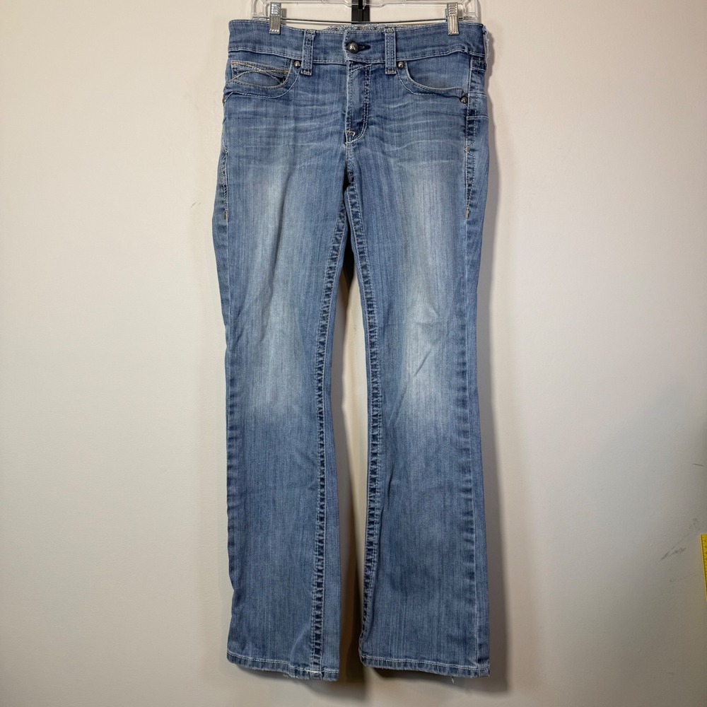 Ariat Real Straight Leg Jeans Womens 32 Blue Western Embroidered